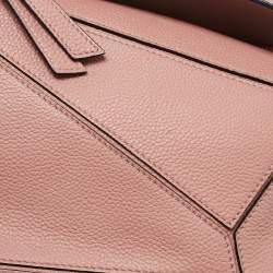 Pre Owned Loewe Old Rose Leather Small Puzzle Shoulder Bag