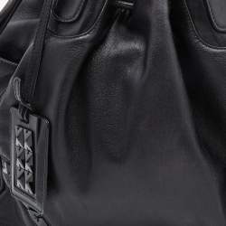 Pre Owned Loewe Black Leather Embellished Drawstring Bucket Bag