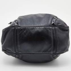 Pre Owned Loewe Black Leather Embellished Drawstring Bucket Bag