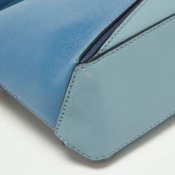 Pre Owned Loewe Multi Tone Blue Leather Mini Puzzle Pochette Bag
