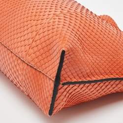 Pre Owned Loewe Orange Snakeskin Flamenco Clutch Bag
