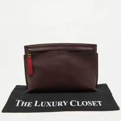 Loewe Burgundy/Red Leather Anagram T Pouch