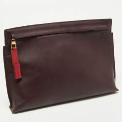 Loewe Burgundy/Red Leather Anagram T Pouch