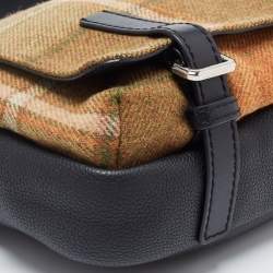 Pre Owned Loewe Tan/Black Wool and Leather Messenger Bag