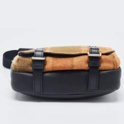 Pre Owned Loewe Tan/Black Wool and Leather Messenger Bag