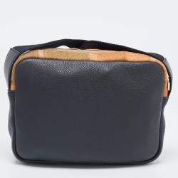 Pre Owned Loewe Tan/Black Wool and Leather Messenger Bag