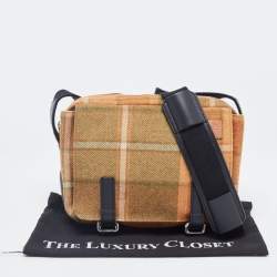 Pre Owned Loewe Tan/Black Wool and Leather Messenger Bag