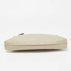 مملوكة مسبقًا Loewe Khaki/Tan Canvas and Leather Anagram T Pouch