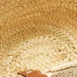 Loewe Brown/Natural Raffia and Leather Small Basket Tote