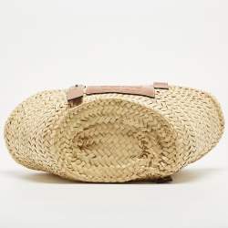 Loewe Brown/Natural Raffia and Leather Small Basket Tote