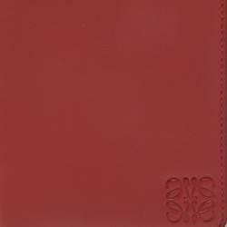 Pre Owned Loewe Red Anagram Leather Double Zip Wallet