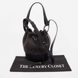 Pre Owned Loewe Black Anagram Canvas and Leather Balloon Bucket Bag