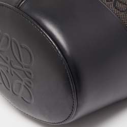 Pre Owned Loewe Black Anagram Canvas and Leather Balloon Bucket Bag