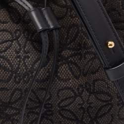 Pre Owned Loewe Black Anagram Canvas and Leather Balloon Bucket Bag