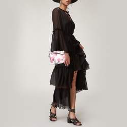 مملوكة مسبقًا Loewe Pink/White Rose Print Leather Mini Puzzle Shoulder Bag