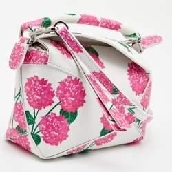 مملوكة مسبقًا Loewe Pink/White Rose Print Leather Mini Puzzle Shoulder Bag