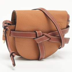 Pre Owned Loewe Tan Leather Mini Gate Crossbody Bag