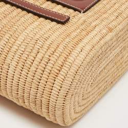 Loewe Beige/Tan Raffia and Leather Small Square Basket Bag