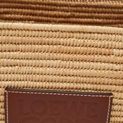 Loewe Beige/Tan Raffia and Leather Small Square Basket Bag