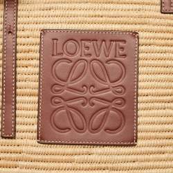 Loewe Beige/Tan Raffia and Leather Small Square Basket Bag