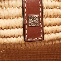 Loewe Beige/Tan Raffia and Leather Small Square Basket Bag