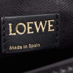 Pre Owned Loewe Beige/Blue Jacquard Canvas and Leather Small Cubi Anagram Shoulder Bag