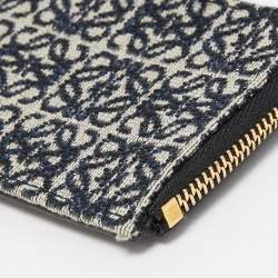 Loewe Navy Blue/Black Jacquard and Leather Anagram Zip Card Holder