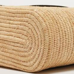Loewe Natural/Pecan Raffia and Leather Small Square Basket Bag 