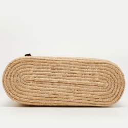 Loewe Natural/Pecan Raffia and Leather Small Square Basket Bag 