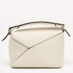 Loewe Cream Leather Mini Puzzle Top  Handle Bag