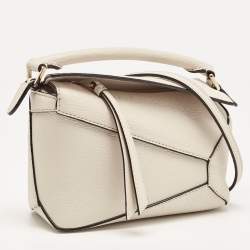 Loewe Cream Leather Mini Puzzle Top  Handle Bag