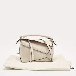 Loewe Cream Leather Mini Puzzle Top  Handle Bag