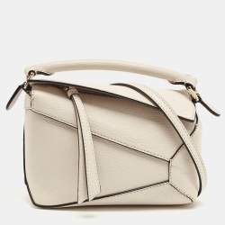 Loewe Cream Leather Mini Puzzle Top  Handle Bag