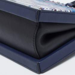 Pre Owned Loewe Navy Blue Leather Small Paris Postal Bag