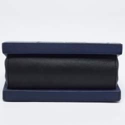 Pre Owned Loewe Navy Blue Leather Small Paris Postal Bag