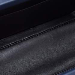 Pre Owned Loewe Navy Blue Leather Small Paris Postal Bag