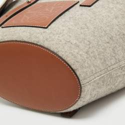 Pre Owned Loewe Grey Felt And Leather Elephant Tote