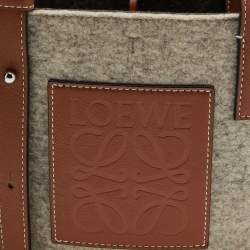 Pre Owned Loewe Grey Felt And Leather Elephant Tote