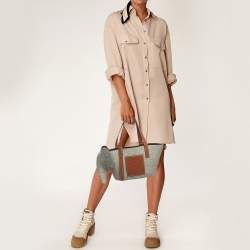 Pre Owned Loewe Grey Felt And Leather Elephant Tote