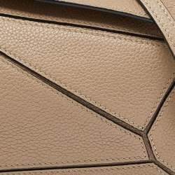 Pre Owned Loewe Beige Leather Mini Puzzle Crossbody Bag