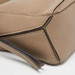 Pre Owned Loewe Beige Leather Mini Puzzle Crossbody Bag