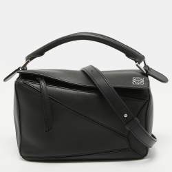 Loewe Black Leather Small Puzzle Shoulder Bag