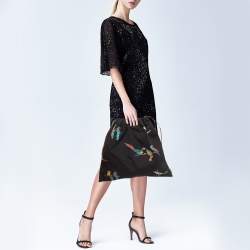 Loewe Black/White Canvas Parrot Drawstring Pouch