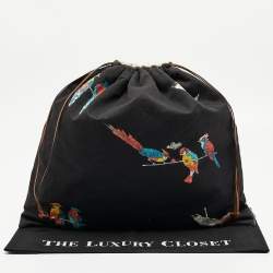 Loewe Black/White Canvas Parrot Drawstring Pouch