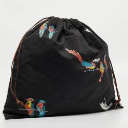 Loewe Black/White Canvas Parrot Drawstring Pouch