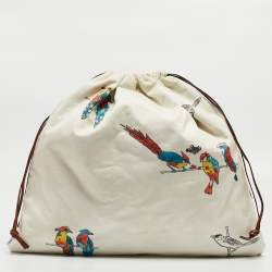 Loewe Black/White Canvas Parrot Drawstring Pouch