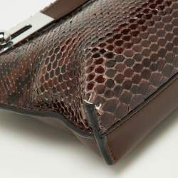 Pre Owned Loewe Brown Python and Leather Missy Crossbody Bag