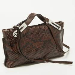 Pre Owned Loewe Brown Python and Leather Missy Crossbody Bag