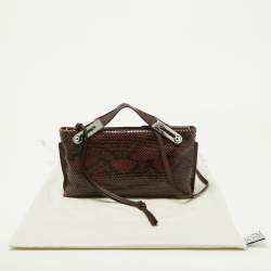Pre Owned Loewe Brown Python and Leather Missy Crossbody Bag