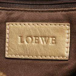 Loewe White/Gold Anagram Coated Canvas and Leather Front Pocket Shoulder Bag